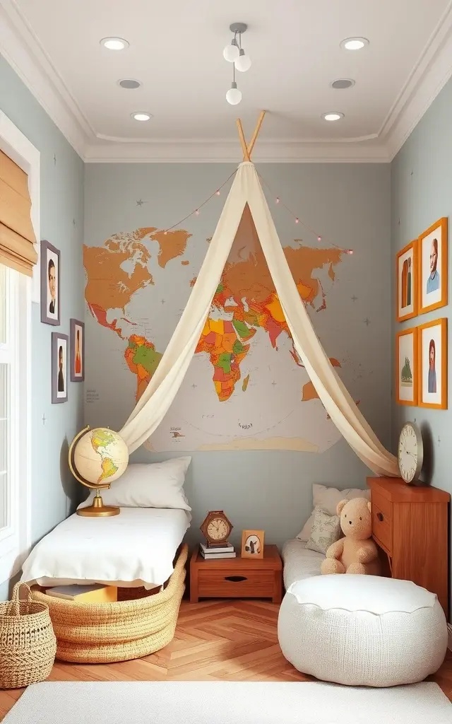 Tiny Explorer's Gallery - Merge art and sleep with the Tiny Explorer's Gallery. Construct a feature wall adorned with removable, child-friendly art pieces that encourage creativity while also doubling as a stunning backdrop for bedtime. The interplay of colors and textures will inspire little imaginations to soar.