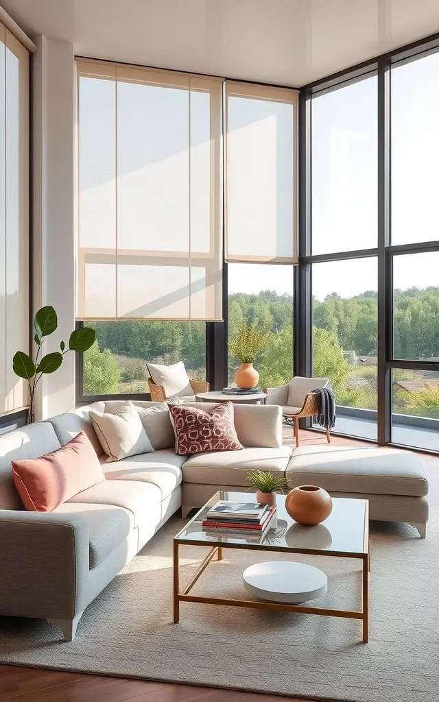 Visionary Window: Smart Blinds - Let the sun’s embrace dance gracefully across your space with Visionary Window smart blinds. Programmed to open and close at scheduled times, these blinds adjust according to the time of year and sunlight intensity, allowing you to curate the perfect natural light experience while enhancing your home's energy efficiency.