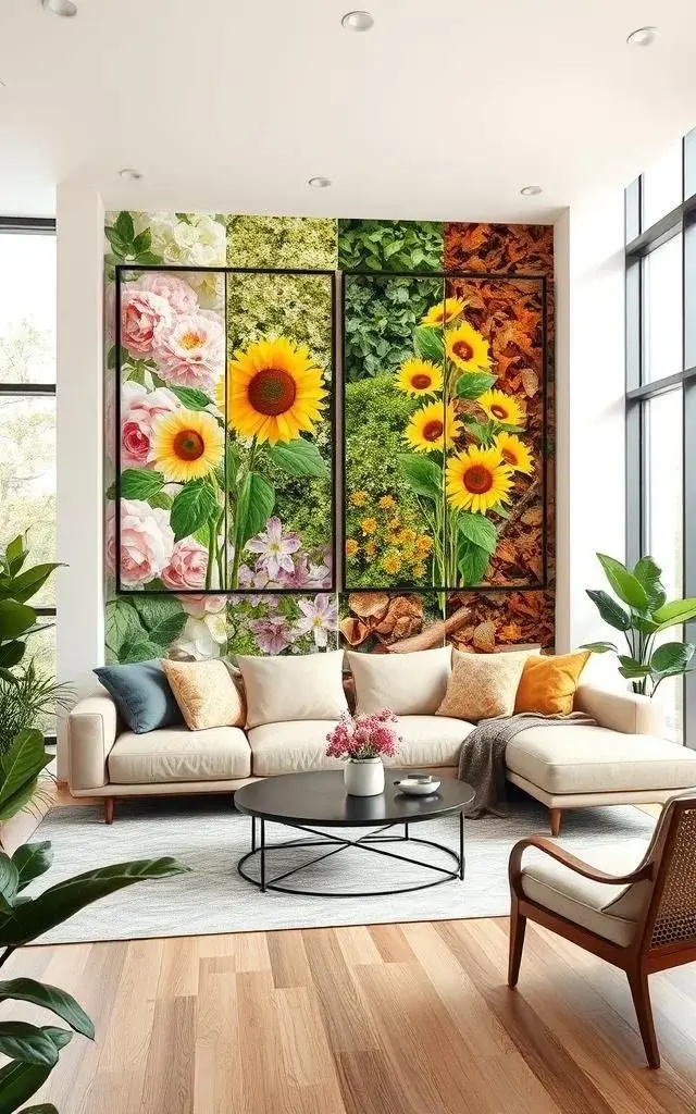 Mood Garden: The Seasonal Spectrum - Create a mosaic of seasonal plants that change with the cycles of the year. By selecting blooms and foliage that reflect the nuances of each season, you establish a dynamic wall that evolves over time. This concept not only enriches your space but also deepens your connection to nature, as you witness the vibrant shifts from spring blossoms to autumn leaves.