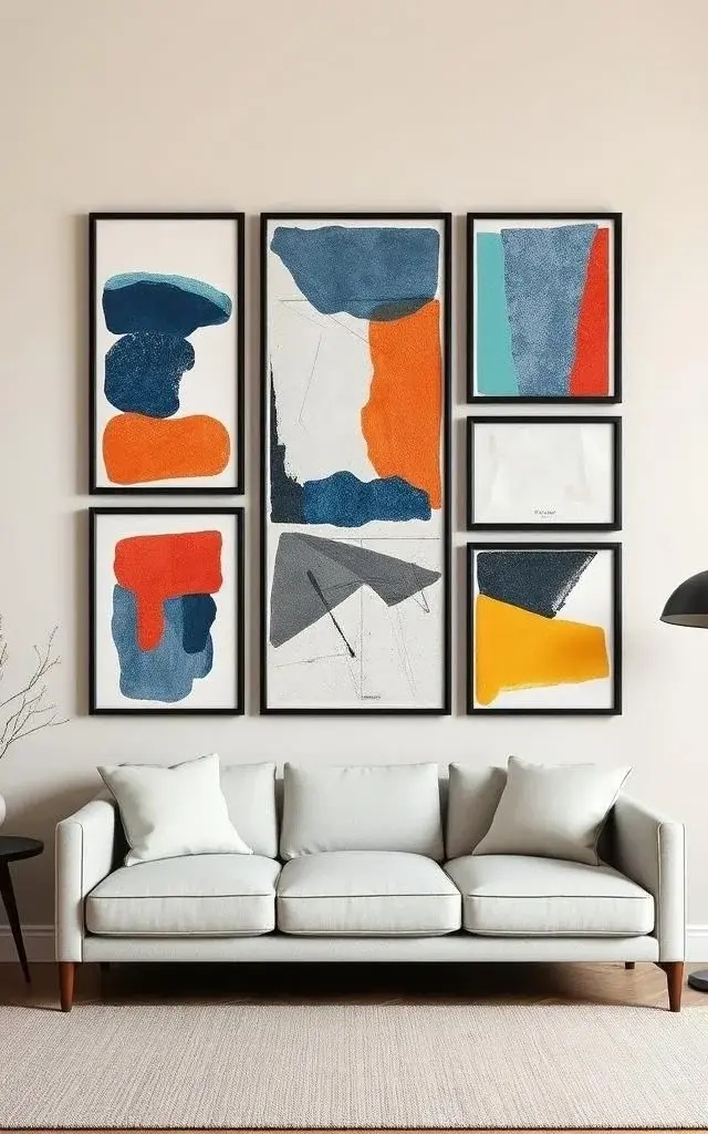 Framed Narratives - Tell a story through your gallery wall. Curate a collection of abstract prints that evoke a particular emotion or theme—think serenity, chaos, or joy. Each black frame becomes a chapter in your visual narrative, allowing guests to experience a journey through art.