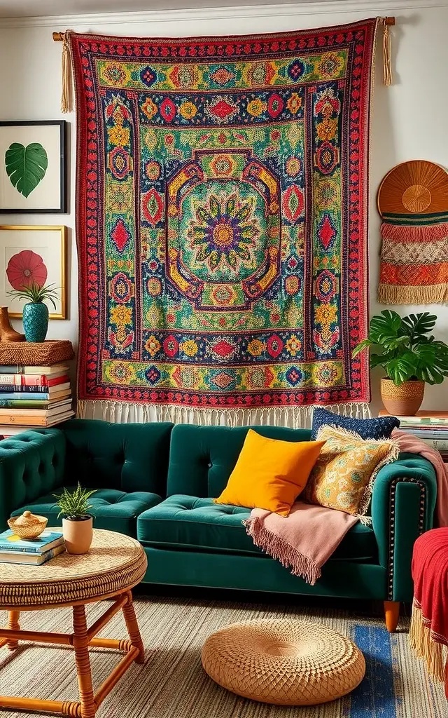 Fabric Frenzy: The Tapestry Takeover - Who says wall art has to be framed? Enter the Fabric Frenzy, where colorful textiles steal the show. Raid your fabric stash (or your grandma's) for vibrant patterns, textures, and colors. Hang a patchwork quilt, a funky scarf collection, or even an old tablecloth that has seen better days. Use simple dowels or nails to drape them across your wall like a bohemian gallery. This softens up your space while adding warmth and character—plus, it’s a budget-friendly win. Say goodbye to boring and hello to tactile charm!