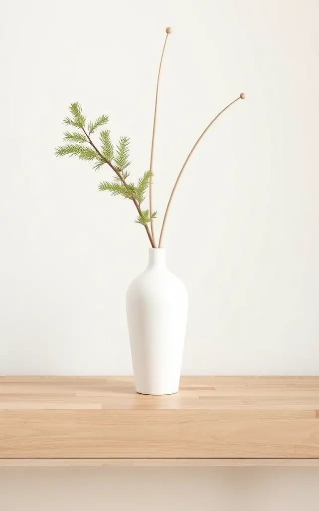 Nature’s Welcome Mat - Scatter a few pine needles or small pinecones around the base of your white vase on a jute runner or a slice of tree stump for a natural feel. This not only enhances the earthy vibe of your entryway but serves as a gentle reminder of winter’s embrace. Pair this setup with a hand-painted sign that reads ‘Welcome’ for a touch of whimsy. It’s approachable, inviting, and perfectly imperfect—just like winter itself.