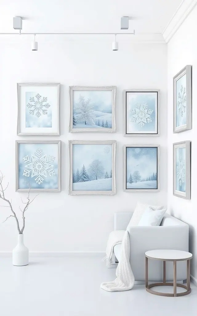 Winter Wonderland Gallery - Transform a blank wall into a captivating winter wonderland gallery! Group your snowflake wall art with other seasonal decor—think whimsical snow globes, cozy knitted textiles, and artful holiday accents. This eclectic mix not only amplifies the theme but also tells a story of warmth amidst the chill. Each piece resonates with the spirit of winter, inviting guests to step into a realm where every detail is a nod to nature’s artistry.