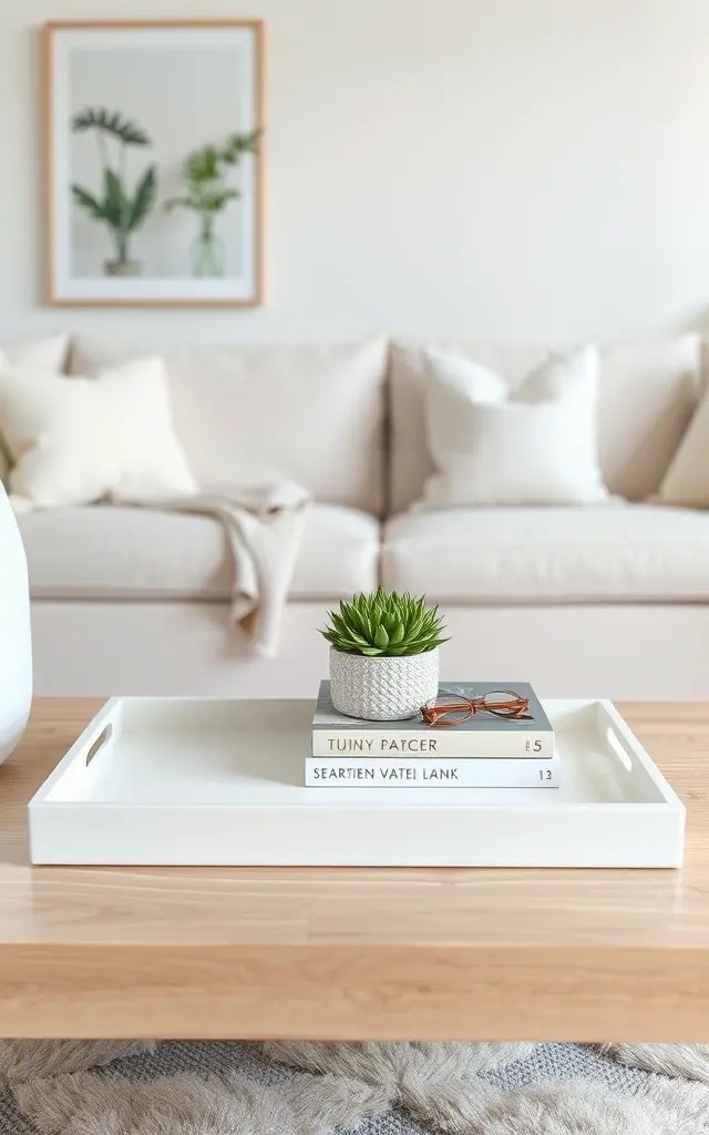 The Tranquility Tray - Choose a tray that speaks to you—ceramic, wood, or metal—and use it to gather smaller decor pieces. This not only organizes but also conveys a sense of calm amidst the chaos, offering a designated space for your thoughts to settle.