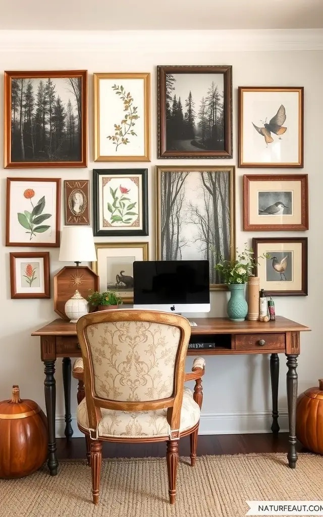 Nature's Haunt - Incorporate pressed leaves and twigs alongside printable artwork. This organic approach connects the season with nature. Use inexpensive shadow boxes to frame your pieces, creating depth and interest without breaking the bank.
