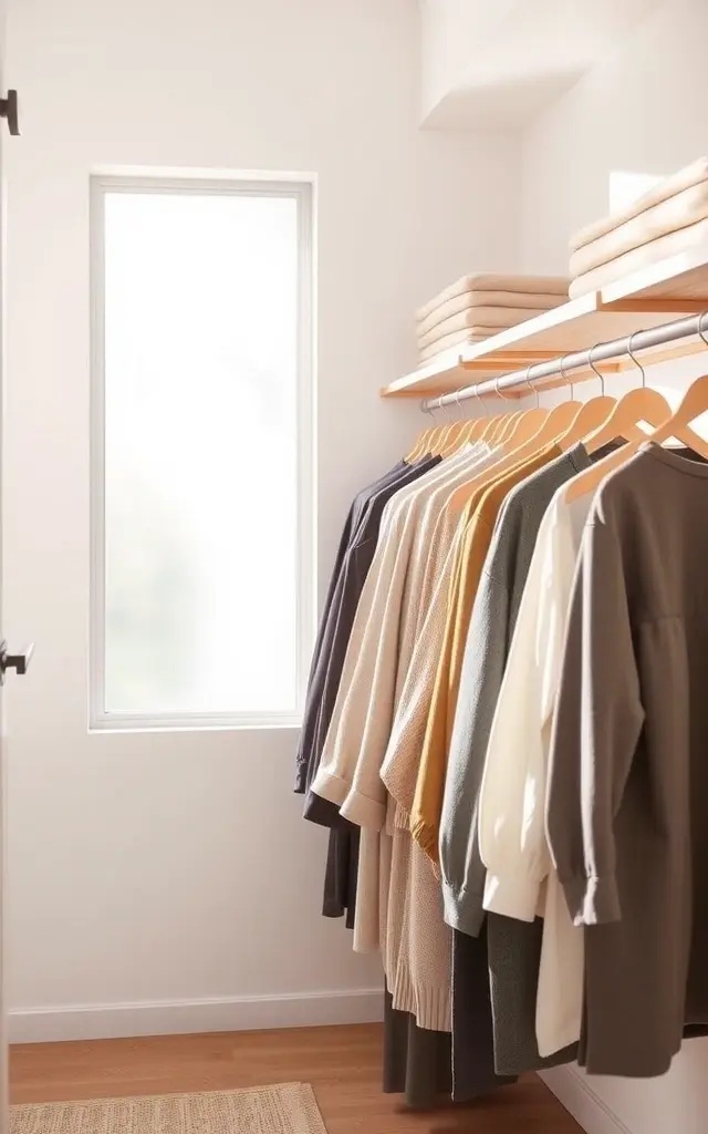 Chic Minimalism - Less is more in the realm of chic minimalism. Choose sleek, matte white hangers that seamlessly blend into a monochromatic closet. Complement them with clear acrylic bins that hold your accessories. This design captures the essence of restraint, allowing each item to shine without distraction, resulting in a strikingly elegant display.