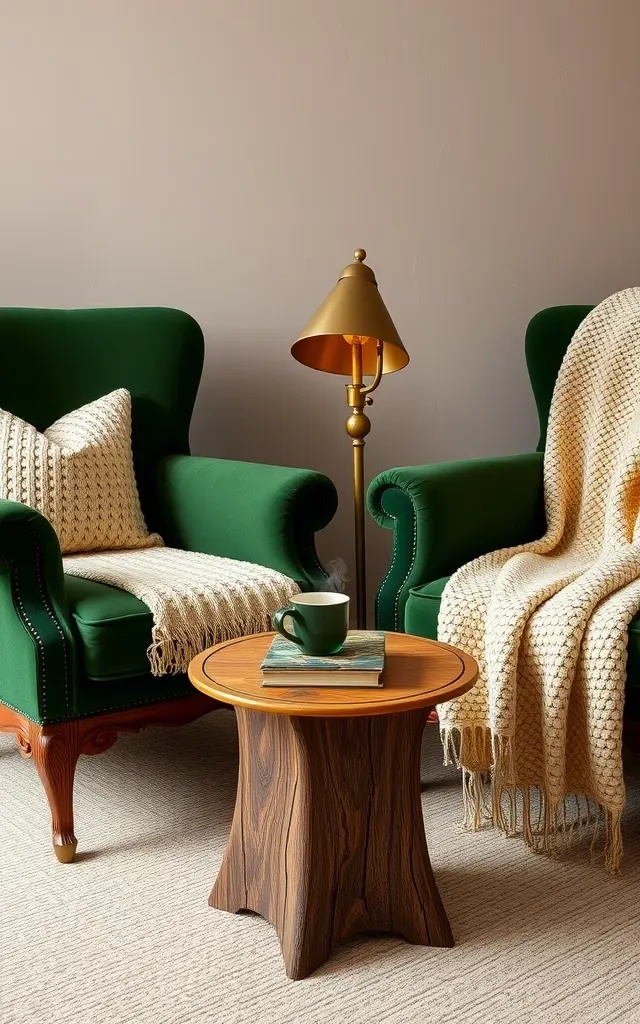 Comforting Contrast - Pair a bold, statement vintage armchair with a knitted throw that contrasts in color and texture. The juxtaposition of a sleek leather armchair with a chunky, hand-knit throw creates a conversation piece that draws the eye and invites touch. This balance of old and new ignites an emotional dialogue about comfort and style.