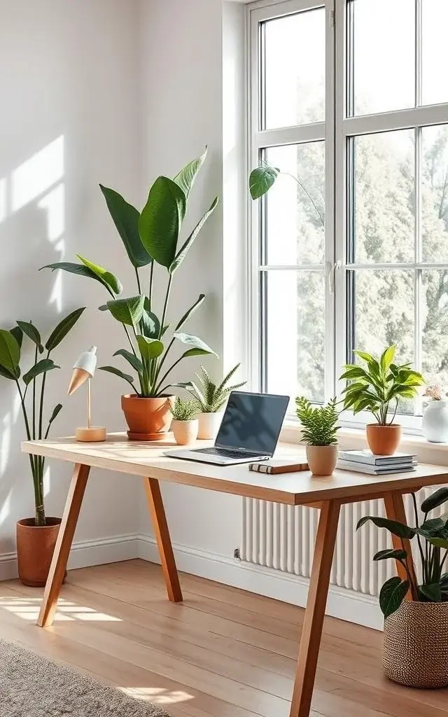 The Plant Parade - Embrace an array of potted plants—think cascading pothos and sturdy snake plants—arranged atop your desk. Use mismatched terracotta and ceramic pots for a rustic look that adds whimsy. The varying heights and textures will breathe life into your workspace, reminding you of nature's resilience.