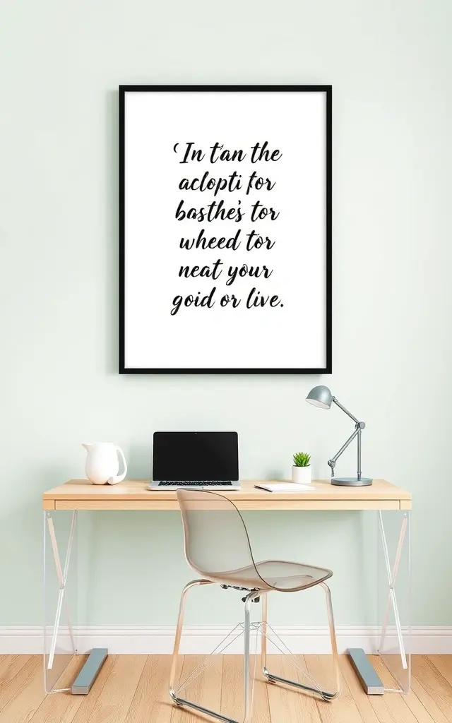 Floating Inspiration - Take simplicity to new heights by using floating shelves to showcase your black-framed quotes alongside decorative items like plants or small sculptures. This adds dimension to your wall and allows you to easily update your quotes as your motivation shifts, keeping your space fresh and inspiring.