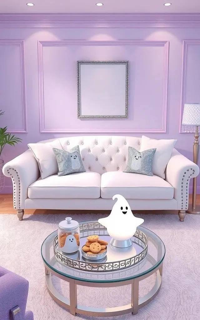 Ghostly Glamour Lounge - For those who adore a touch of drama, welcome to your Ghostly Glamour Lounge! Paint the walls in deep jewel tones like emerald or sapphire, then apply metallic ghost wall decals that shimmer in the light. Enhance the ambiance with plush velvet furnishings, gold accents, and an abundance of bold artwork. This space glows with an enchanting allure, perfect for hosting gatherings where spirits—both friendly and social—meet.