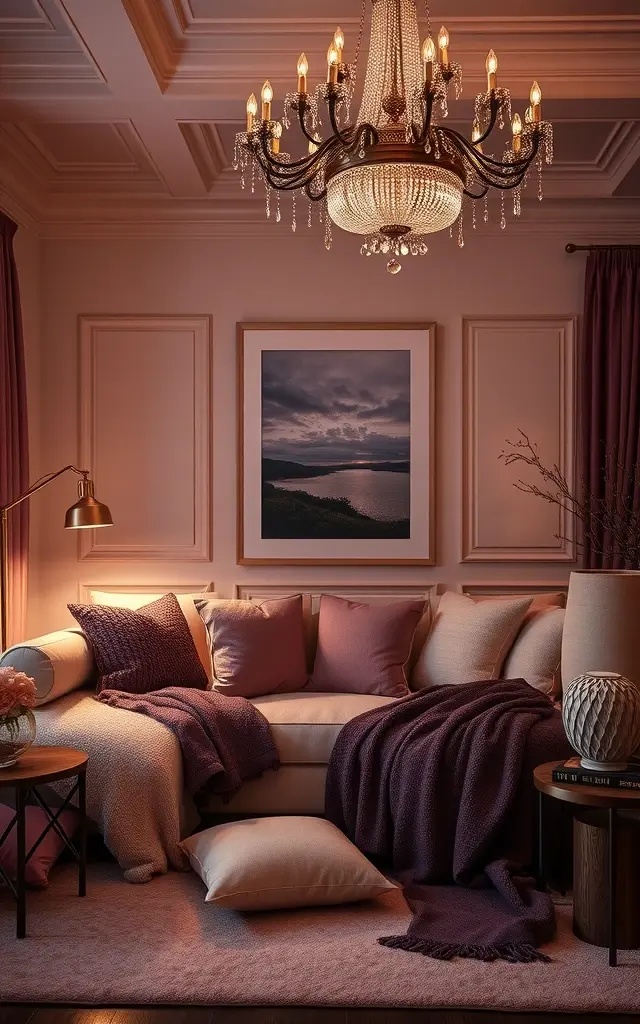 Romantic Twilight - Transform any evening into a love story with deep ambers and soft reds that evoke warmth and intimacy. A tailored voice command can set the perfect ambiance for dinner dates or cozy nights in, enveloping you in a cocoon of affection. This lighting scene is designed to enhance connection, making every moment feel special and cherished.