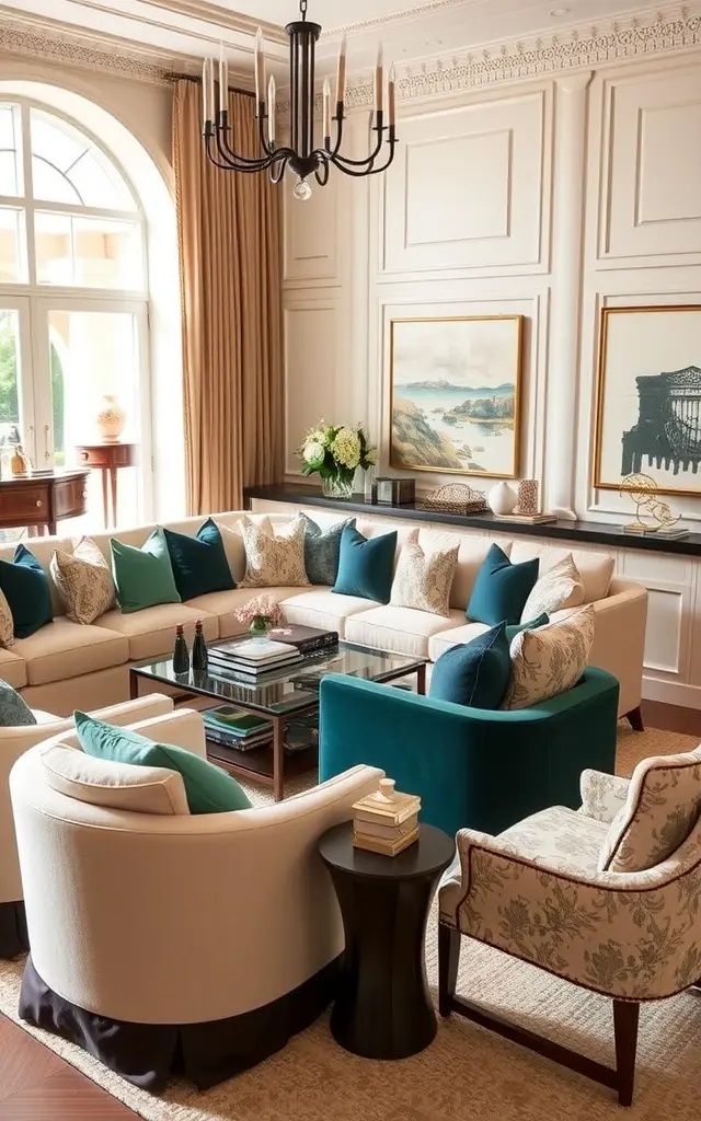 Elegant Entertaining Space - Elevate your hosting game with a sophisticated dining area that mixes modern and classic design elements. A large wooden table surrounded by upholstered chairs sets the stage for memorable meals. Thoughtful lighting and elegant tableware create a warm, inviting atmosphere that encourages long conversations and shared laughter.
