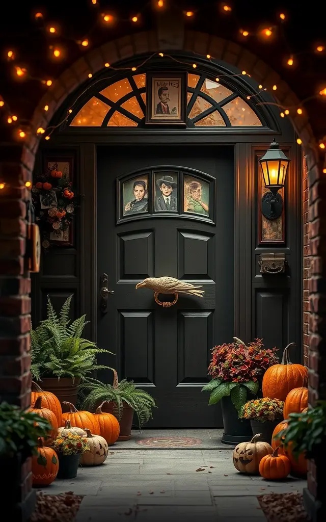 The Enchanted Entryway - Your entryway should be a warm welcome to all who dare approach. Wrap your door in cascading vines of faux cobwebs intertwined with colorful autumn leaves. Hang a rustic wreath crafted from dried herbs and a touch of spooky flair, and flank the entrance with potted mums in vibrant hues. This warm and whimsical approach will entice even the most cautious of guests to step into your Halloween haven.