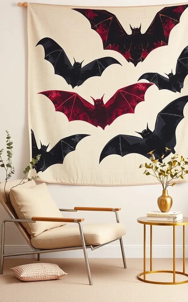 Textured Tapestry: A Fabric Affair - Who said wall hangings have to be stiff and lifeless? Use fabric to create a tactile bat garland. Choose a mix of velvets and linens in rich, dark hues. Stitch or glue bat shapes onto a base fabric, then hang it like a tapestry. This isn’t just decor; it’s an invitation to touch, feel, and explore the depths of your creative spirit.