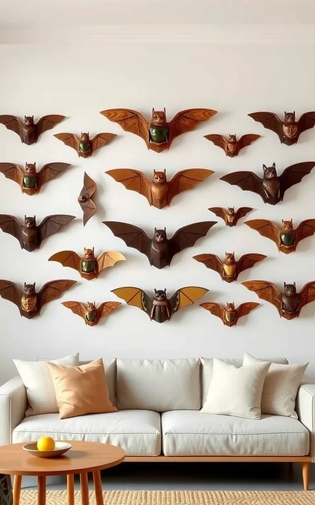 Eco-Chic: Reclaimed Bats with a Purpose - Embrace sustainability with a stunning twist by using reclaimed materials to craft your bat decor. Old wood, scrap metal, or even fabric remnants can take on a new life as minimalist bat silhouettes. This approach isn’t just stylish—it’s a statement against waste, proving that trendy does not have to be mindless!
