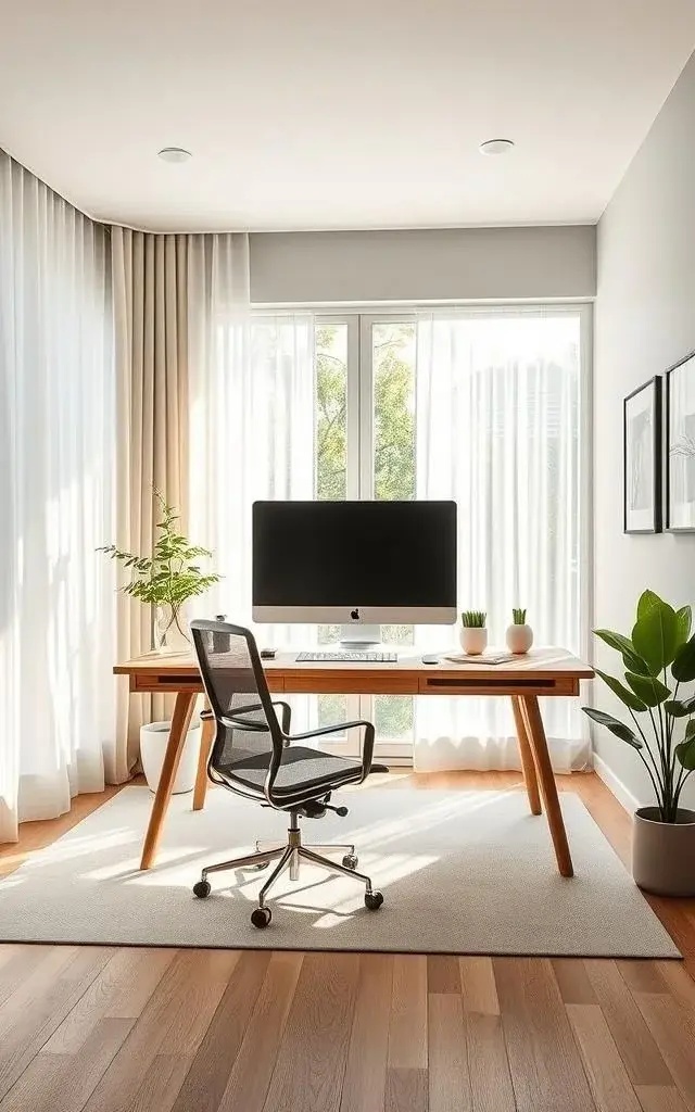 Tech-Infused Serenity - Meld technology with tranquility in a tech-infused serenity workspace. Incorporate smart lighting, ergonomic furniture, and soundproofing elements to create an oasis of productivity. This design idea embraces innovative gadgets that enhance efficiency while maintaining a serene atmosphere, allowing you to focus and flourish with ease.