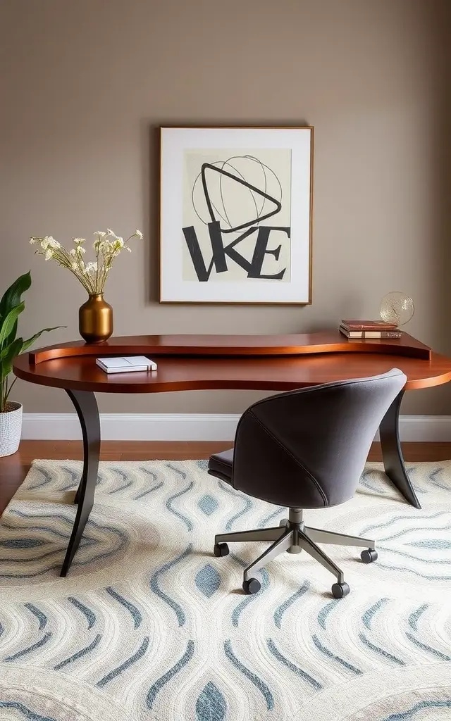 The Serpentine Workstation - Ditch the boxy desk! Enter the realm of the Serpentine Workstation, where curves inspire creativity. This sculptural piece adapts to your posture, embracing you in a flowing dance of productivity. Pair with an adjustable chair that mirrors the desk’s elegance, and work becomes a blissful experience rather than a chore.