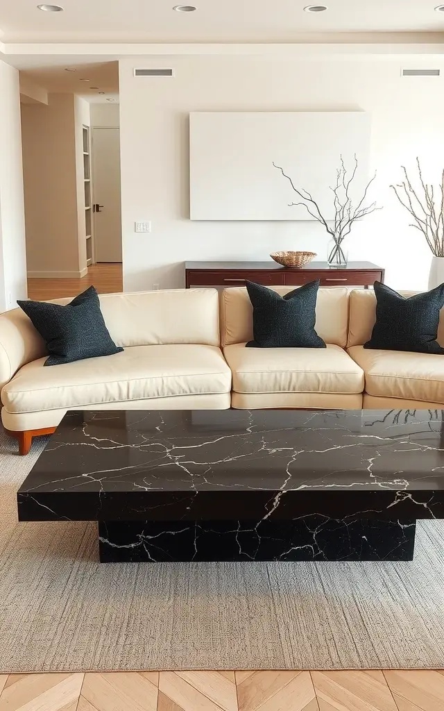 Stone & Silk Fusion - Merge hard and soft in an unexpected way. Pair matte gray stone tiles with glossy stoneware accents, and introduce silky charcoal curtains. This juxtaposition not only creates visual intrigue but also an inviting warmth that feels luxurious yet understated.