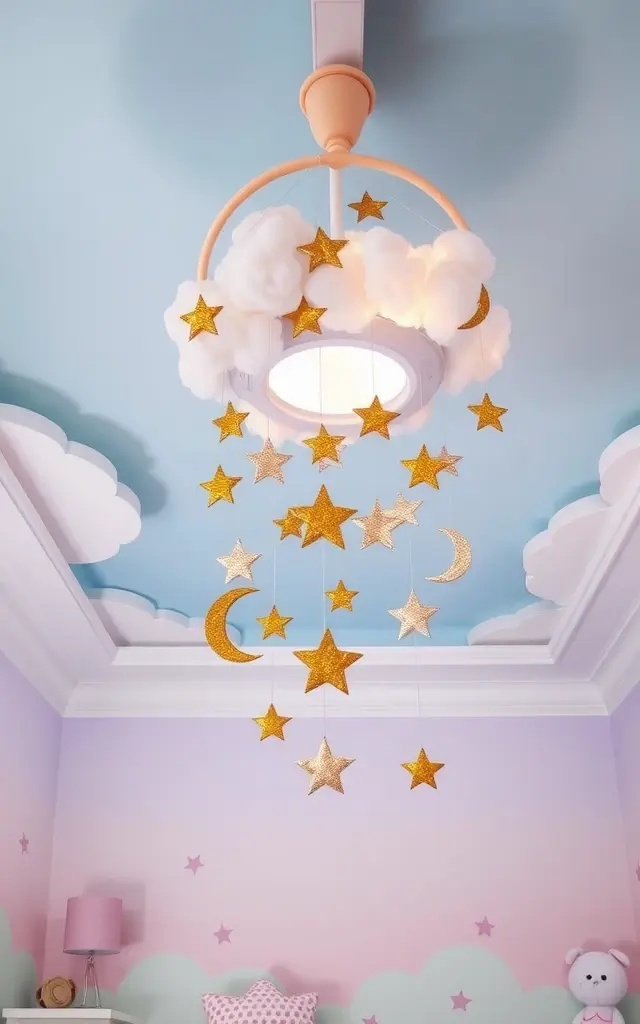 Celestial Symphony - A magical arrangement of stars and moons crafted from shimmering metals captures the beauty of the night sky. This mobile not only dazzles but also serves as a calming nightlight for those seeking a cozy atmosphere while they unwind.