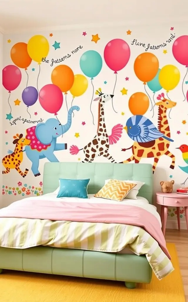 Playful Patterns Parade - Say goodbye to the fear of clashing patterns and embrace the chaos! This mural idea combines whimsical geometric shapes, bold colors, and playful motifs that dance across your walls. It’s a celebration of creativity that allows for personal expression, making it perfect for eclectic spaces.