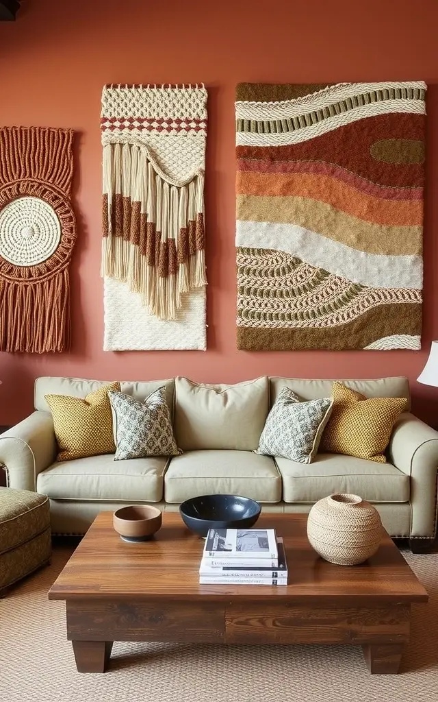 The Artisan’s Touch - Celebrate craftsmanship with handmade fiber art panels that add an artisan's touch to your decor. Opt for bold, contrasting colors and varied textures to make a stunning gallery wall. Each piece can be a conversation starter, inviting guests to appreciate the stories behind the art. This design honors the beauty of individuality and creativity while enveloping your space in a sense of authenticity.