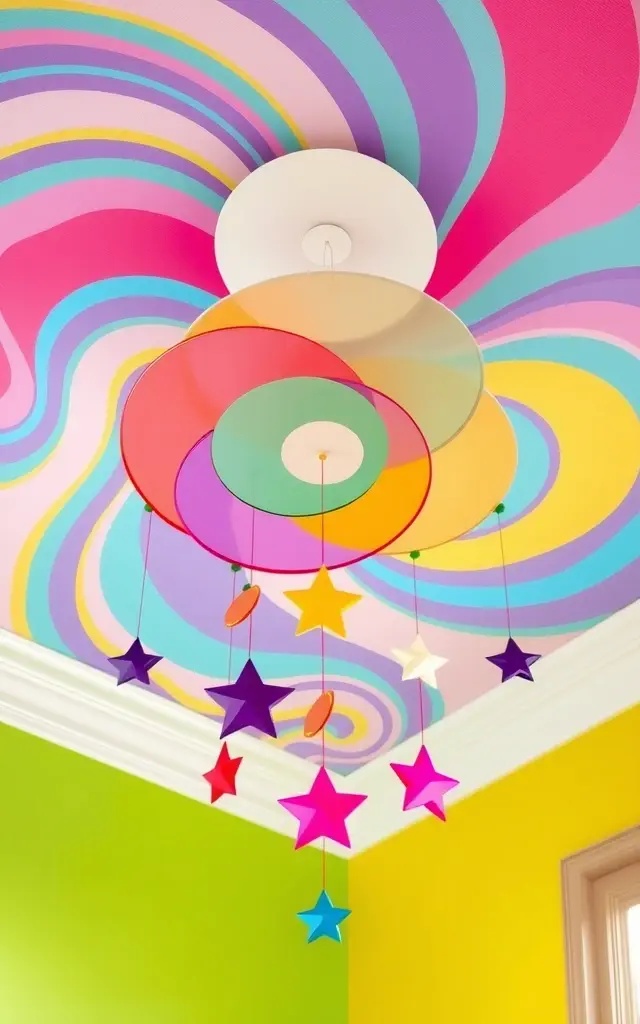 Kaleidoscope Whirl - Using vibrant, colorful shapes that mimic a kaleidoscope, this mobile adds a splash of joy to any room. Each turn reveals a new arrangement, making every glance feel like a fresh burst of creativity and inspiration.