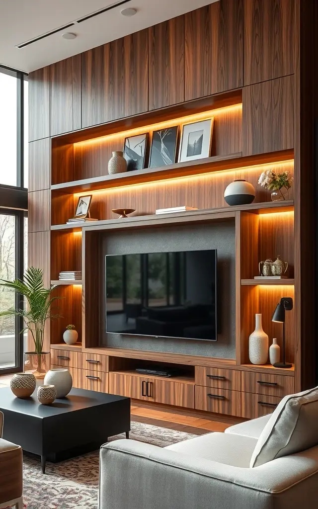 Secretive Screens - Design your entertainment area around retractable screens that appear only when needed. With bespoke cabinetry or clever wall art that conceals your displays, you can effortlessly shift from a vibrant media experience to an oasis of calm, proving that less truly is more.