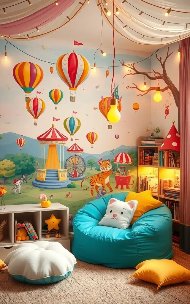 Fantasy Fiesta - Create a fantastical world filled with mythical creatures, enchanted castles, and whimsical landscapes. This mural can transport you to a place of imagination and wonder, ideal for nurseries or reading nooks where stories come to life. Let your imagination run wild!