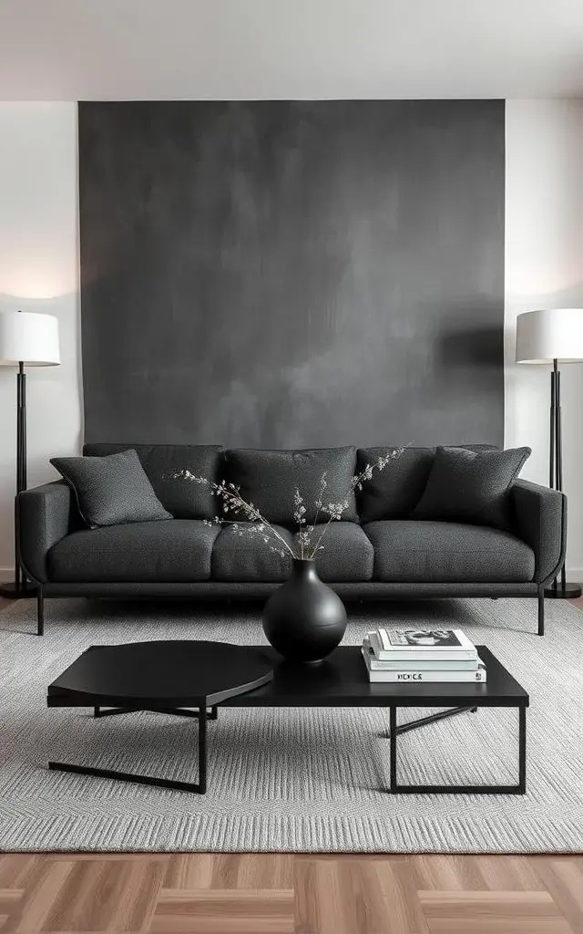 Graphite Dreams - Explore the power of monochromatic grays. Layer dark charcoal walls with lighter gray furniture and matte black accents. Introduce textures like a woven throw and a plush ottoman to soften the starkness, creating a cozy, moody retreat that feels effortlessly chic.